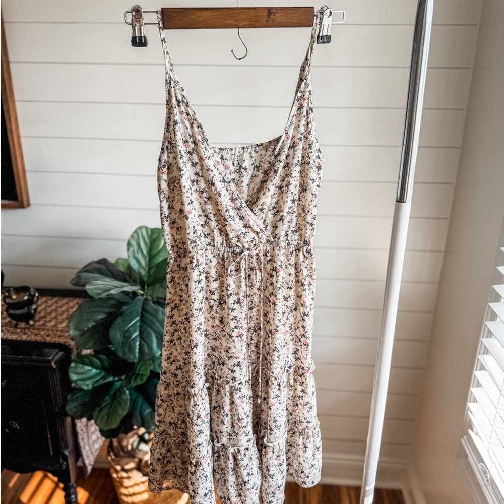 ROMWE Cream and Black Sequin Embellished Mini Sundress